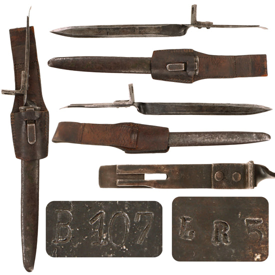 Original Austrian WWI Ersatz Bayonet with Scabbard & Frog for the M1895 Mannlicher Rifle - Unit-Marked