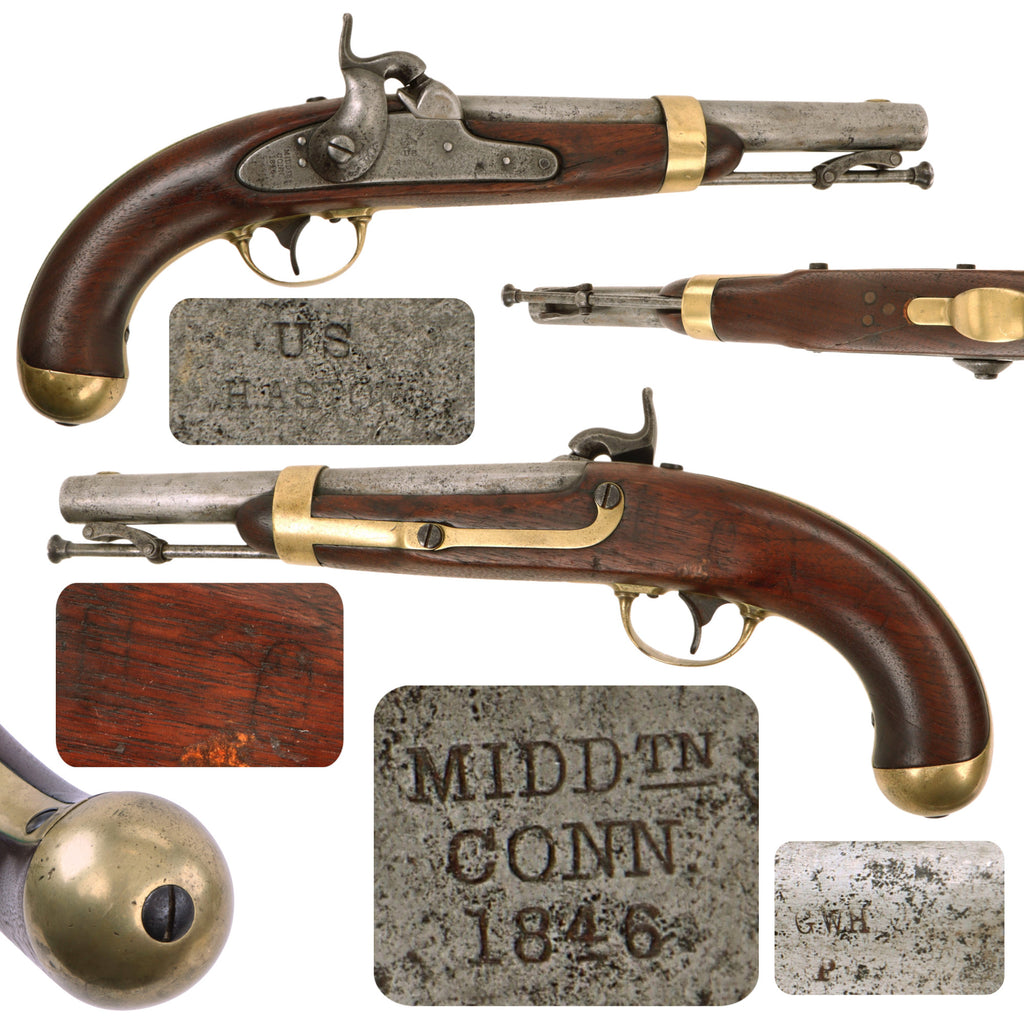 Original U.S. Civil War Era M-1842 Percussion Cavalry Pistol by H. Aston & Co. with Captured Ramrod - dated 1846 Original Items