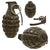 Original U.S. WWII Inert MkII Pineapple Practice Grenade with Correct Fuze - Repainted