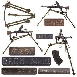 Original British WWII 1943 Dated Bren MkII Display Light Machine Gun by Monotype Serial U8927 with Live Barrel, 1941 Dated MkII Tripod, and Magazine
