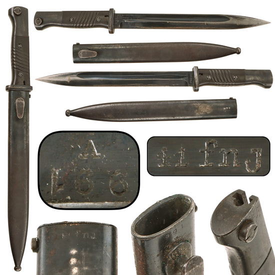 Original German WWII 1941 Dated SG 84/98 III 98k Bayonet by Alcoso-Werk with Matching Scabbard, Serial No. 991 v