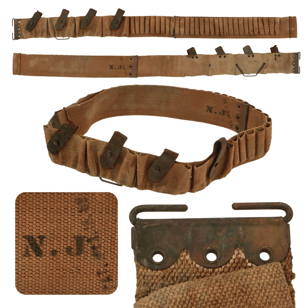 Original U.S. Spanish-American War Experimental Trials M1885 Remington Lee Rifle Cartridge Belt with New Jersey Marking - 1889 Patent Date - Extremely Rare Original Items