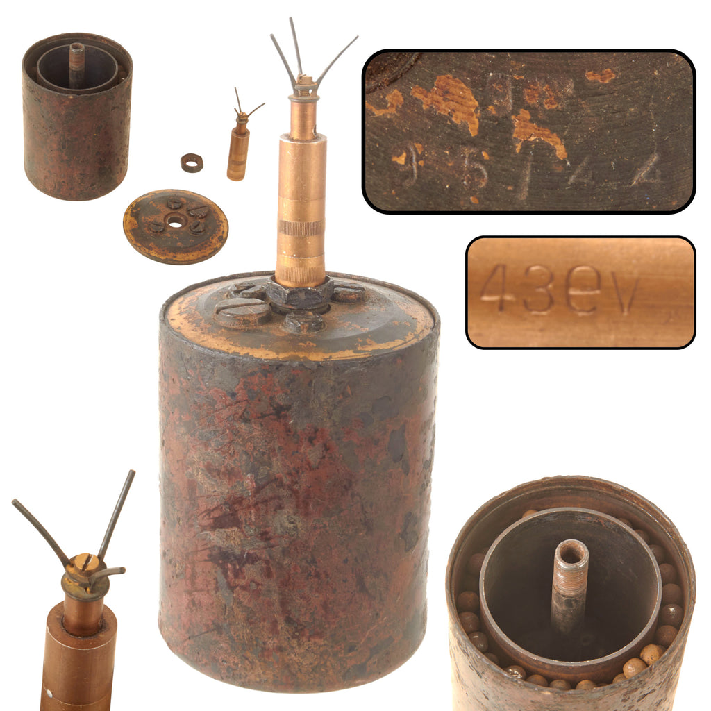 Original WWII German 1943 Dated Inert Bouncing Betty S-Mine with Pressure Fuse by Witwe Wilhelm von Hagen & Pommersche Industrie Werke GmbH