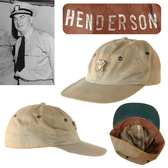 Original U.S. WWII Navy Admiral George R. Henderson’s Ball Cap with Navy Officer’s Badge