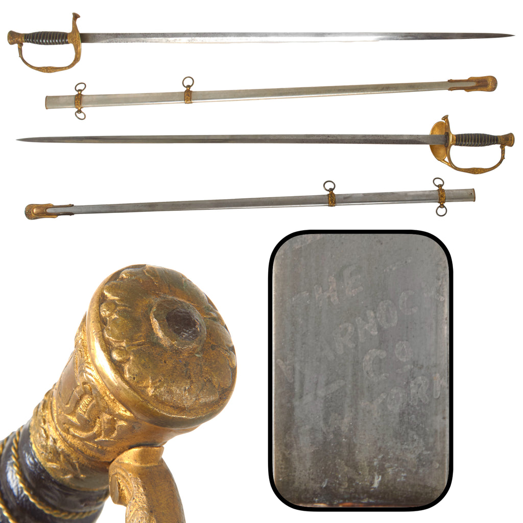 Original U.S. Indian Wars Era Model 1860 Army Staff and Field Officer Sword with Etched Blade & Scabbard by The Warnock Co. of New York
