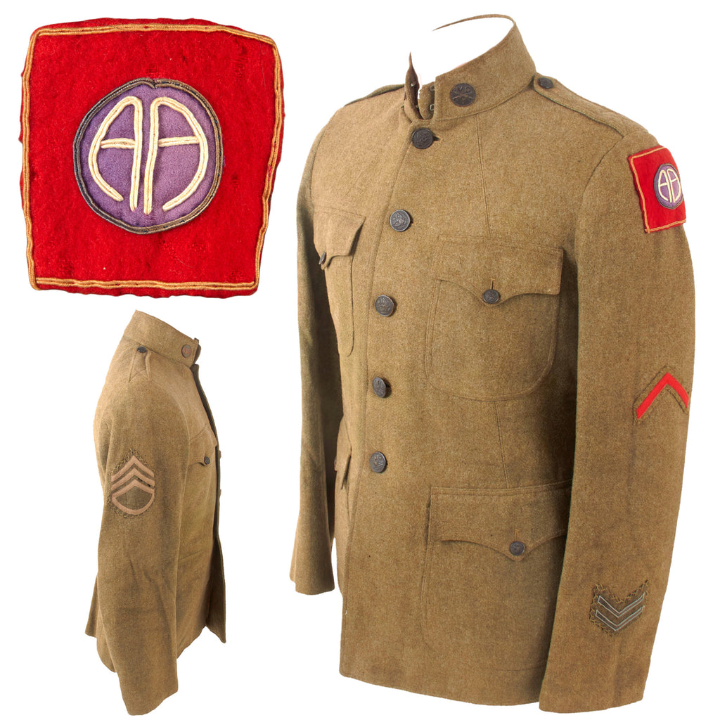 Original U.S. WWI 82nd “All American” Division Machine Gunner Uniform Jacket & Trousers with Great Patch - Sergeant First Class Original Items