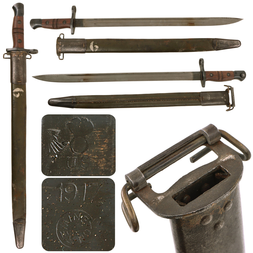 Original U.S. WWI M1917 Enfield Rifle & Trench Gun Bayonet by Remington with 1918-Dated Scabbard by Jewell - Dated 1917 Original Items