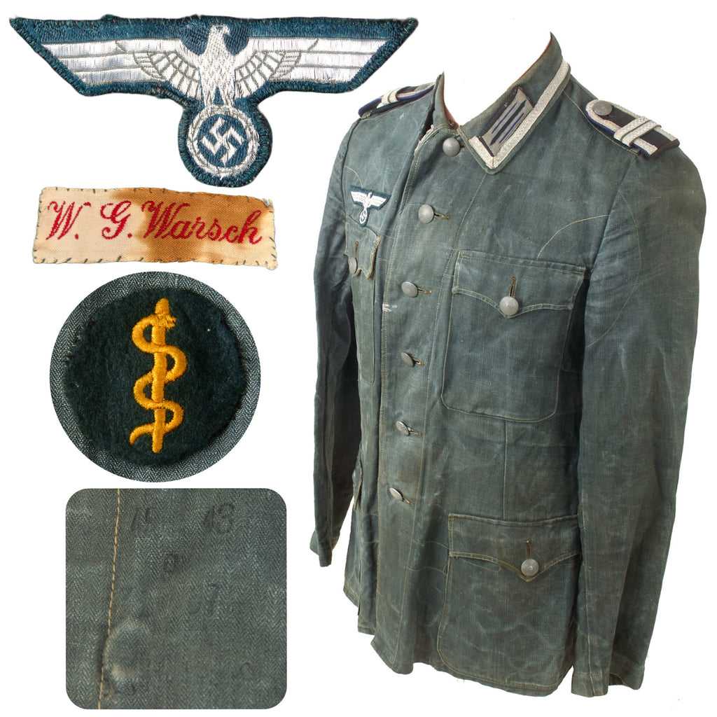 Original German WWII Heer Army Signals Oberfeldwebel NCO HBT M42 Drilljacke Combat Tunic with RBnr Markings - Dated 1944 (Copy)