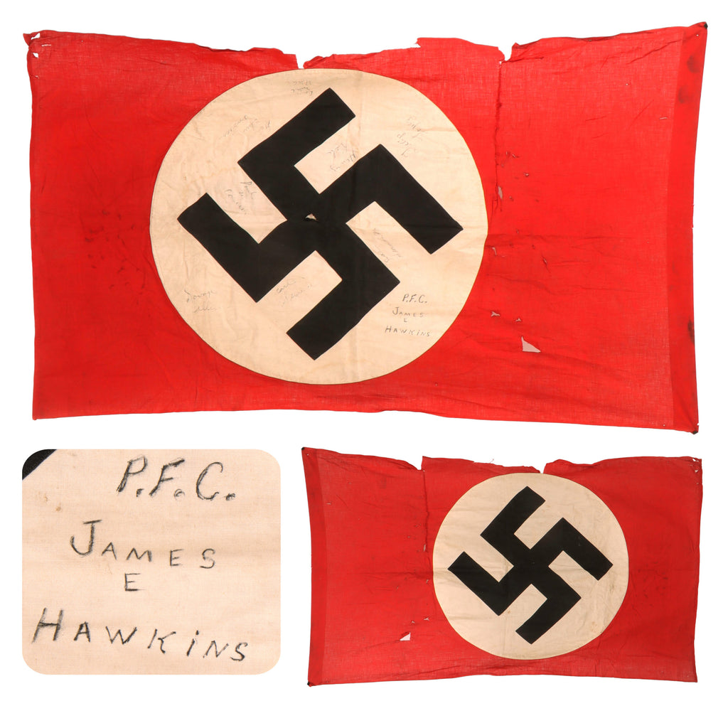 Original German WWII USGI Captured & Signed NSDAP Double Sided Political Flag - 31" x 52" Original Items