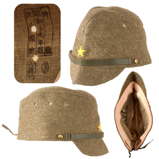 Original WWII Imperial Japanese Army Unissued NOS 1944 Dated Enlisted Men's Wool Forage Cap with Late War BEVO Star in Rare Large Size - Excellent Original Items