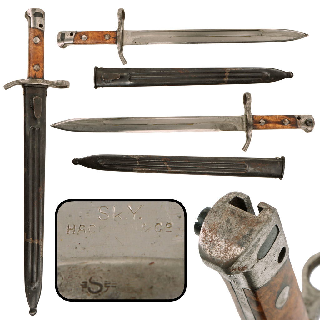 Original Finnish Interwar / WWII Civil Guard M/28 Bayonet by Hackman & Co. with Scabbard - Sk.Y Marked