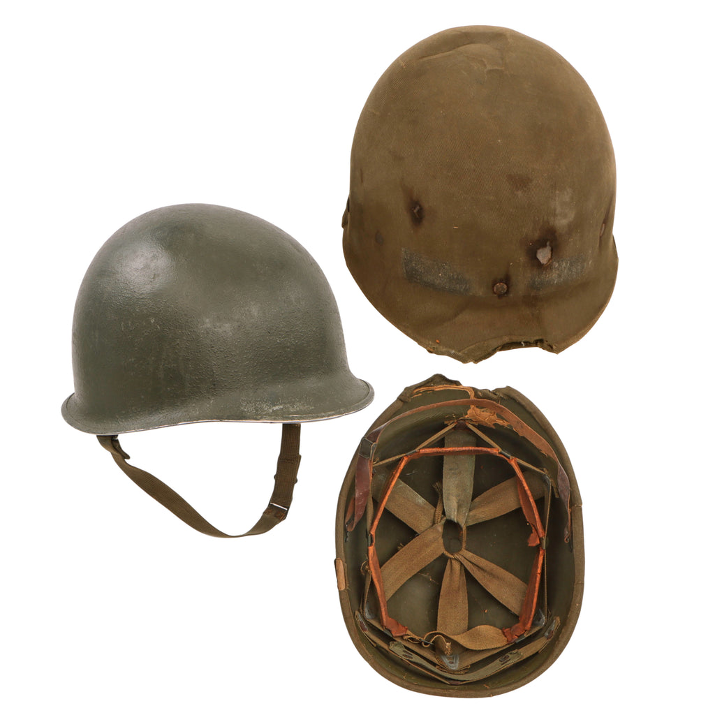 Original U.S. WWII McCord M1 Fixed Bale Front Seam Helmet with Rare 2nd Pattern Hawley Paper Liner