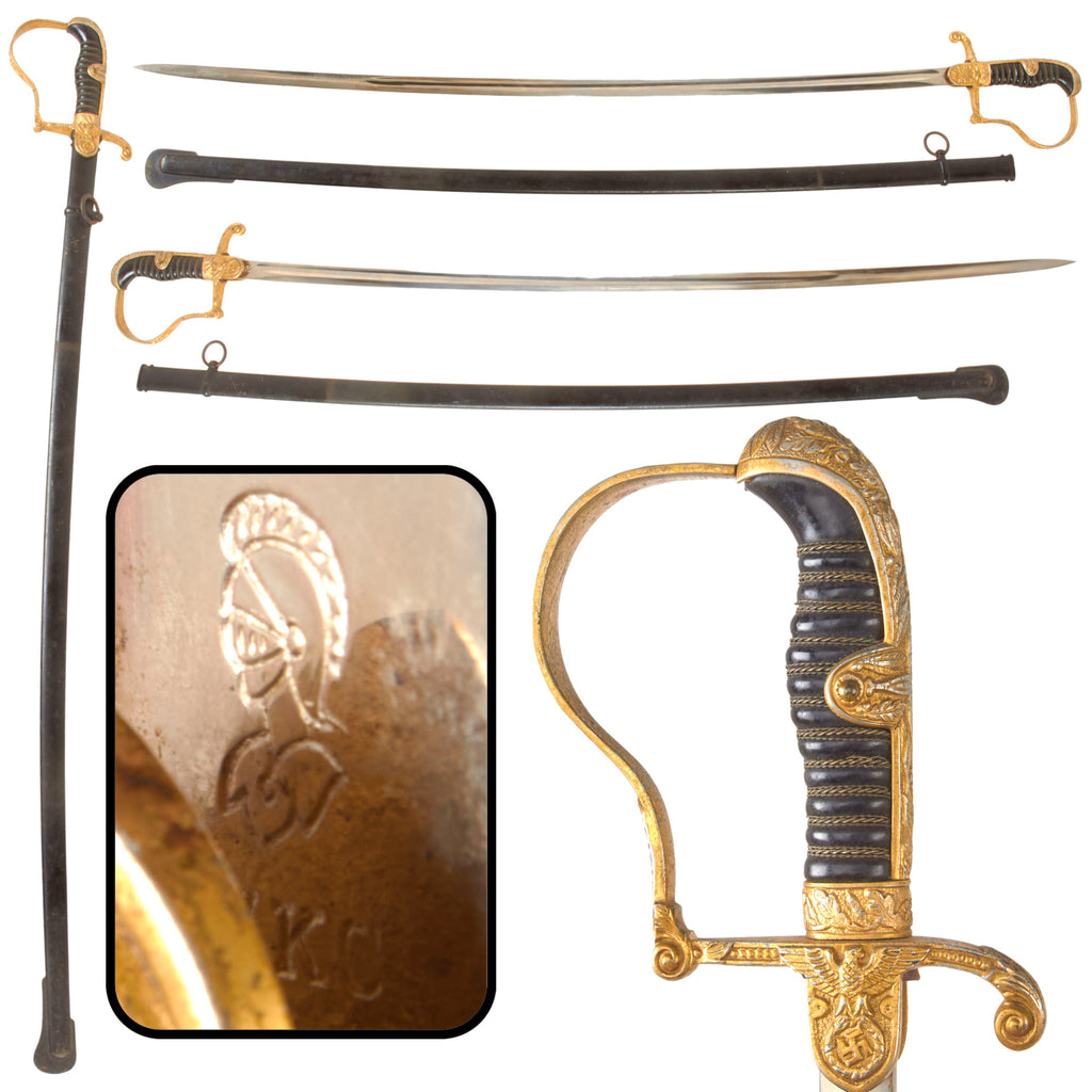 DRAFT Original German WWII Heer Army Officer Dove Head Sword by WKC Waffenfabrik with Steel Scabbard