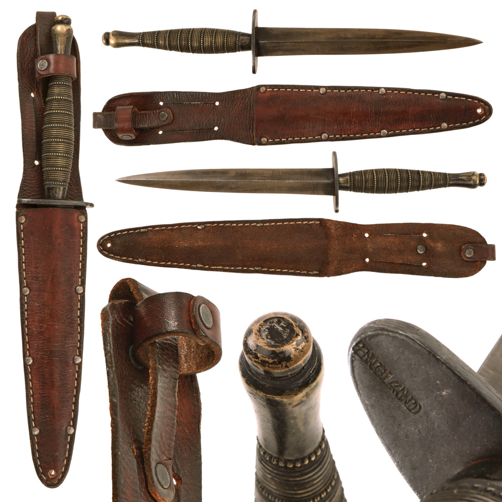Original British WWII Rare “Beaded and Ribbed” Fairbairn Sykes Second Pattern Commando Knife With Scabbard