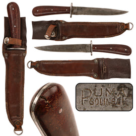 Original German WWII Bakelite Handle Trench Fighting Knife by PUMA-Werk with Custom Leather Sheath