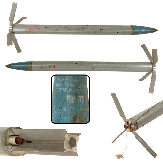 Original U.S. 1950s 2.75-Inch Mk 1 Mod 1 Inert Aerial Practice Rocket with Mk 43 Mod 1 Motor - Unissued Tail Assembly