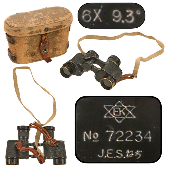 Original Imperial Japanese WWII Enomoto Kogaku 6x9.3° Army Binoculars with Tropical Canvas Carrying Case Original Items