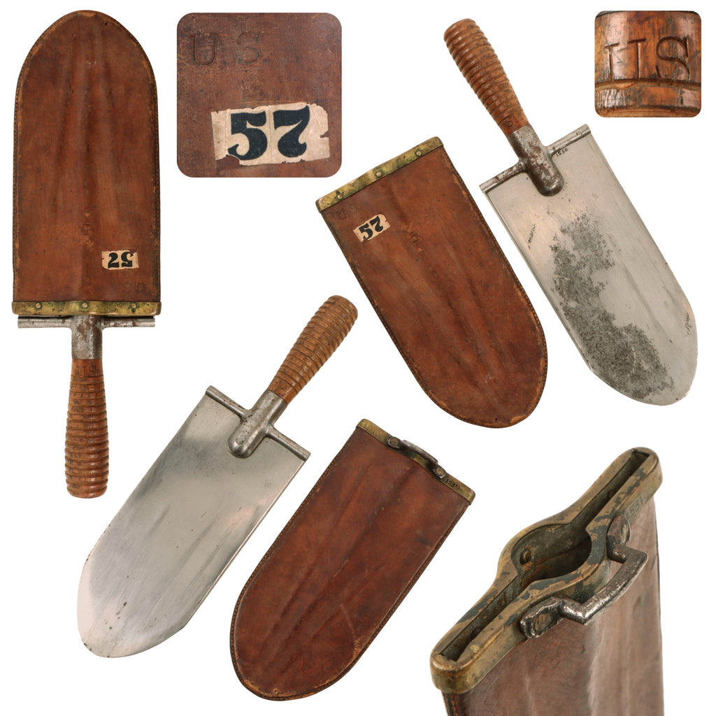 Original U.S. Indian Wars Era Model 1873 Entrenching Tool Knife with U.S. Marked Leather Scabbard Original Items