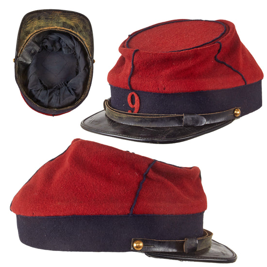 Original Second French Empire Franco-Prussian War 9th Line Infantry Regiment Model 1867 Enlisted Men’s Kepi Original Items
