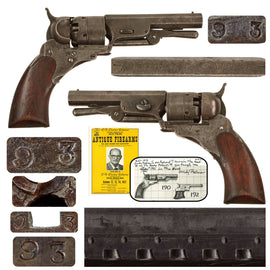 Original U.S. Scarce Colt Ehlers Improved No.1 Pocket Model "Baby" Paterson .28cal. Revolver Serial 93 with 3" Barrel and Loading Lever - Only 536 Made - Circa 1842