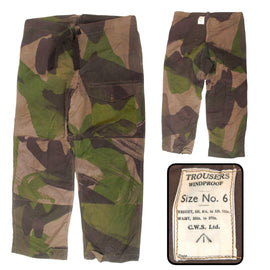Original British WWII Unissued SAS Special Air Service Camouflage Windproof Trousers in Large Size No. 6 - Rare