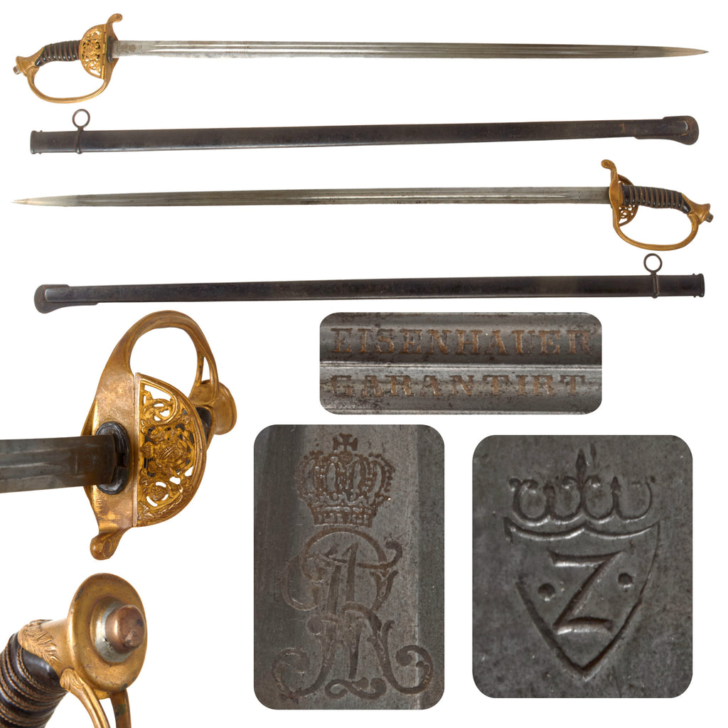 Original Imperial German WWI Era Kingdom of Saxony M1889 Style Officer’s Dress Sword with Scabbard by Clemen & Jung of Solingen Original Items