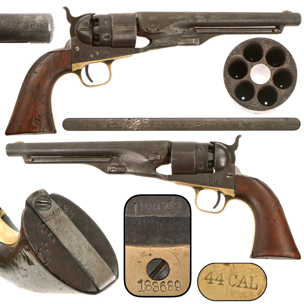 Original U.S. Indian Wars Era Colt Model 1860 Army .44 Caliber Percussion Revolver, Mostly Matching, Made in 1869, Serial No. 183689