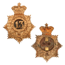 Original Canadian Pre-WWI 13th Canada Militia Helmet Plate with Crown & Two Loops - Rare