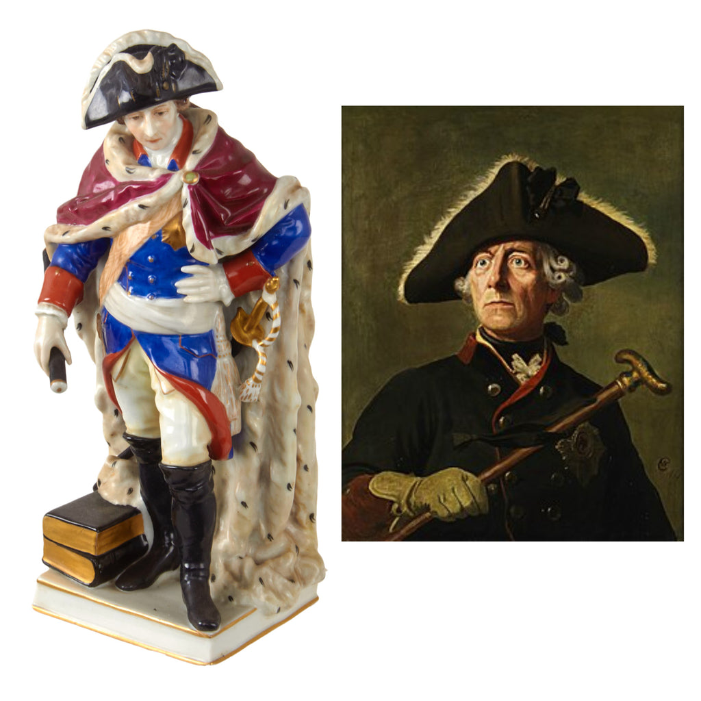 Original German Pre-WWII Era Colorized Porcelain Frederick the Great Statue - 9 1/2” Tall Original Items