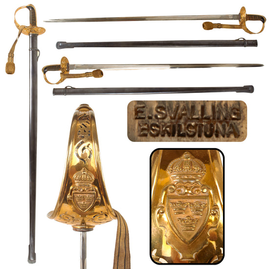 Original Late 19th Century Swedish M1893 Cavalry Officer’s Saber by E. Svalling of Eskilstuna with Steel Scabbard and Sword Knot