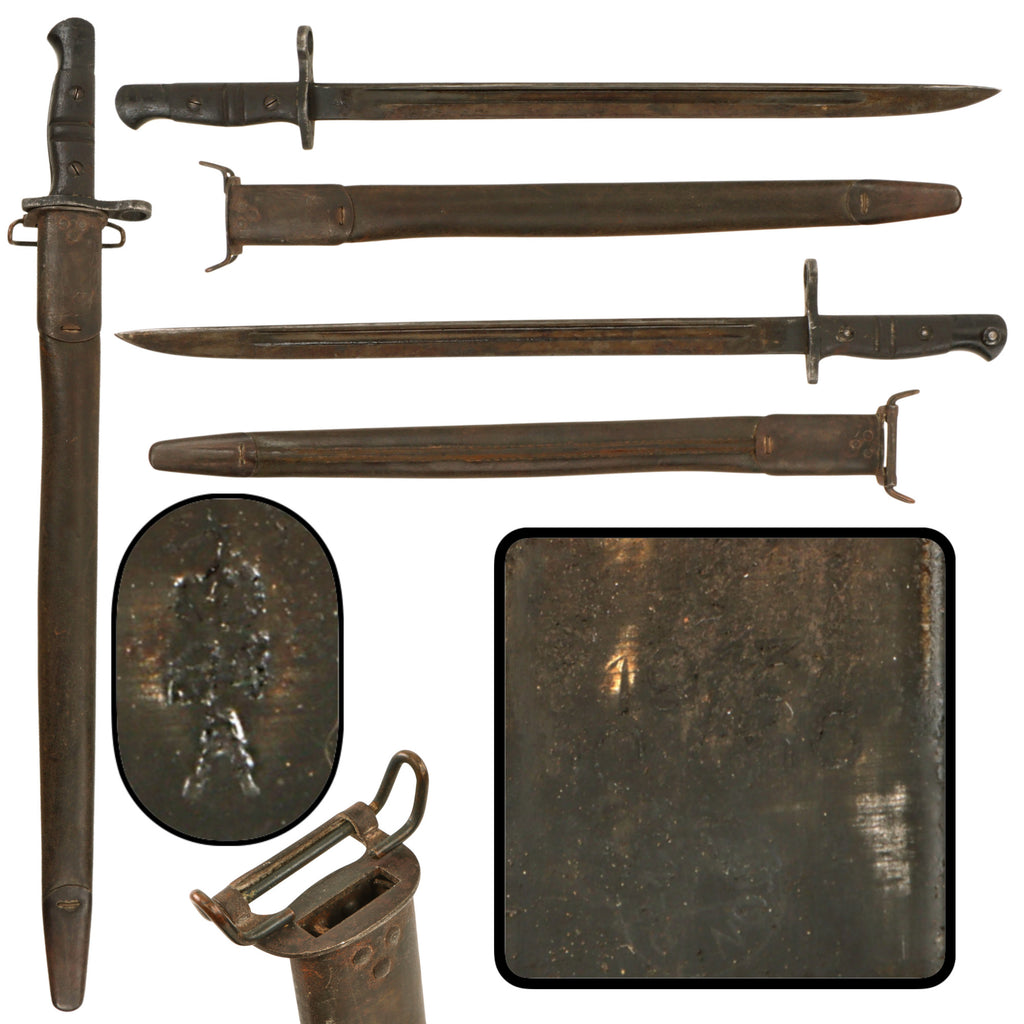 Original British U.S. WWI P1913 Enfield Bayonet by Remington with Scabbard - Dated 1916