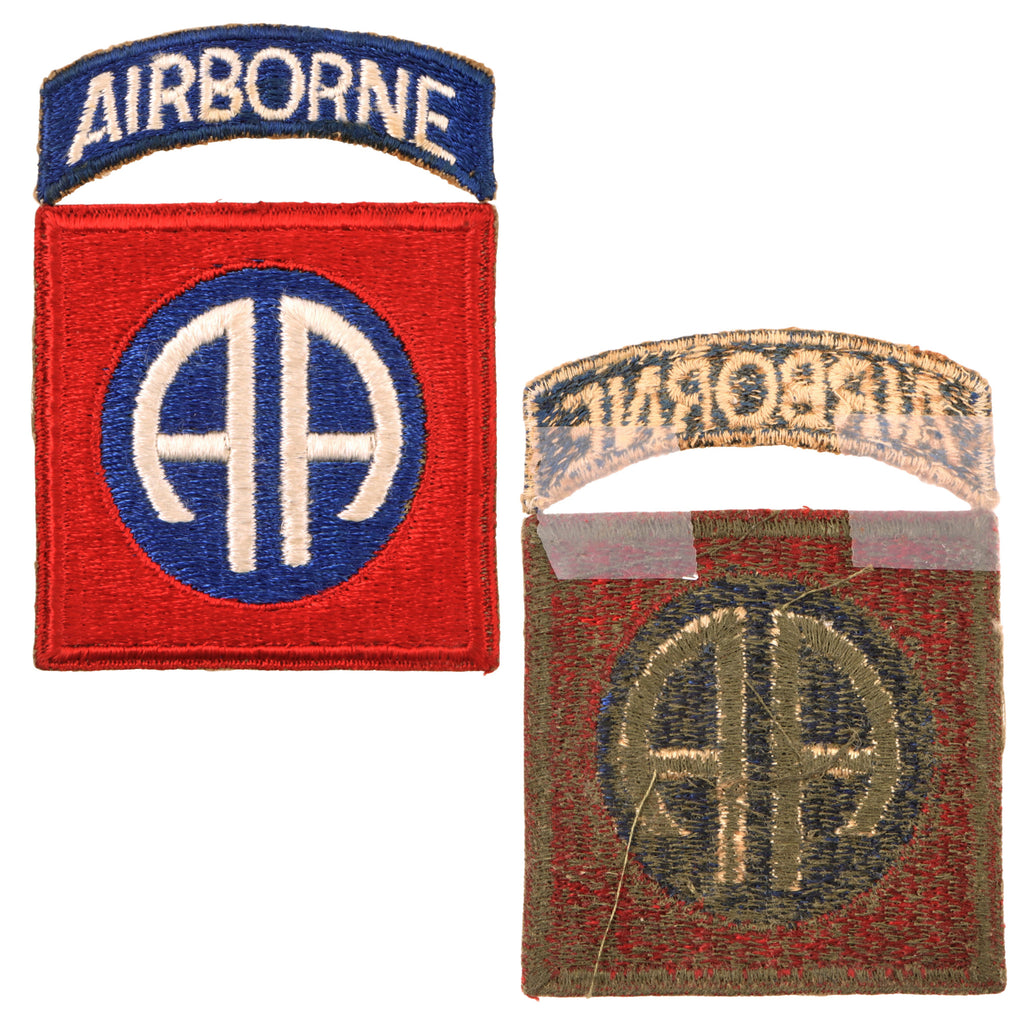Original U.S. WWII 82nd Airborne Division “All American” Green-back Shoulder Sleeve Insignia With Detached Rocker - Rare Original Items