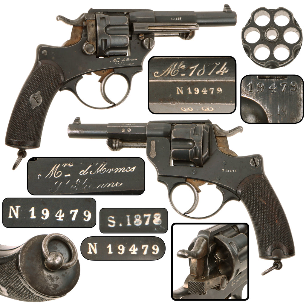 Original French MAS Modèle 1874 Chamelot-Delvigne 11mm Officer Revolver Dated 1878 with Excellent Bore, Matching Serial No. N 19479 Original Items