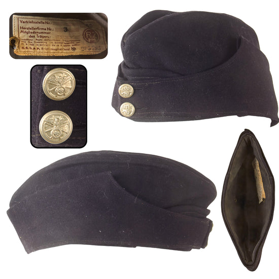 Original German WWII NSKK National Socialist Motor Corps Enlisted Dienstmütze Overseas Cap with RZM Tag - Size 55