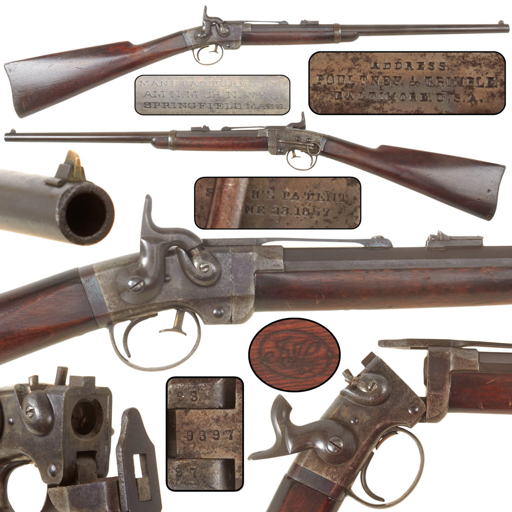 Original U.S. Civil War Smith Patent .50 Caliber Top Break Saddle Ring Carbine by American Machine Works, Serial No. 9397
