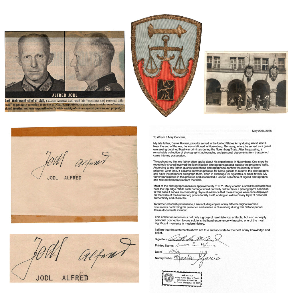 Original Nuremberg Trials Signature of Generaloberst Alfred Jodl Acquired Directly from a U.S. Army Guard Who Served at the Nuremberg Prison, 1945-1946 Original Items