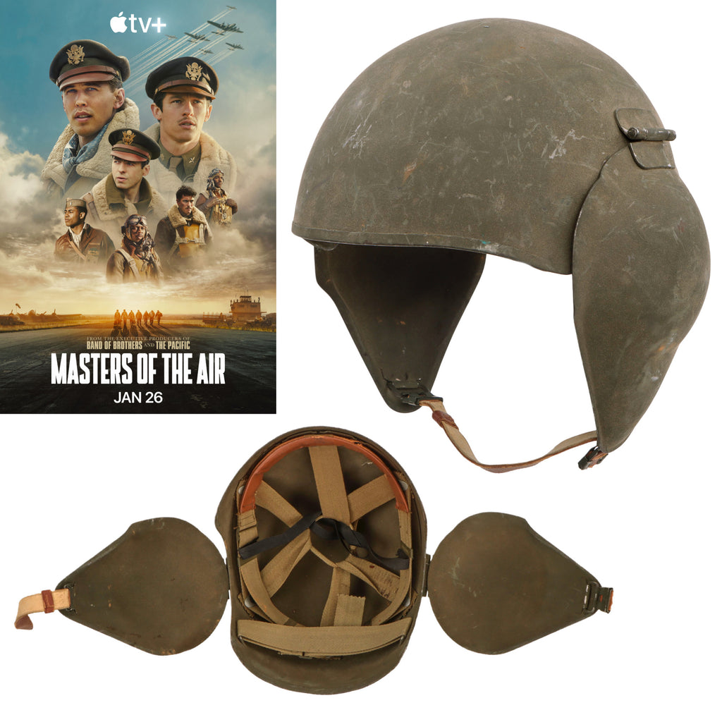 Original U.S. WWII USAAF Bomber Crew M5 Steel FLAK Helmet Used in Apple TV Series “Masters of the Air” - Marked Paratrooper Wardrobe