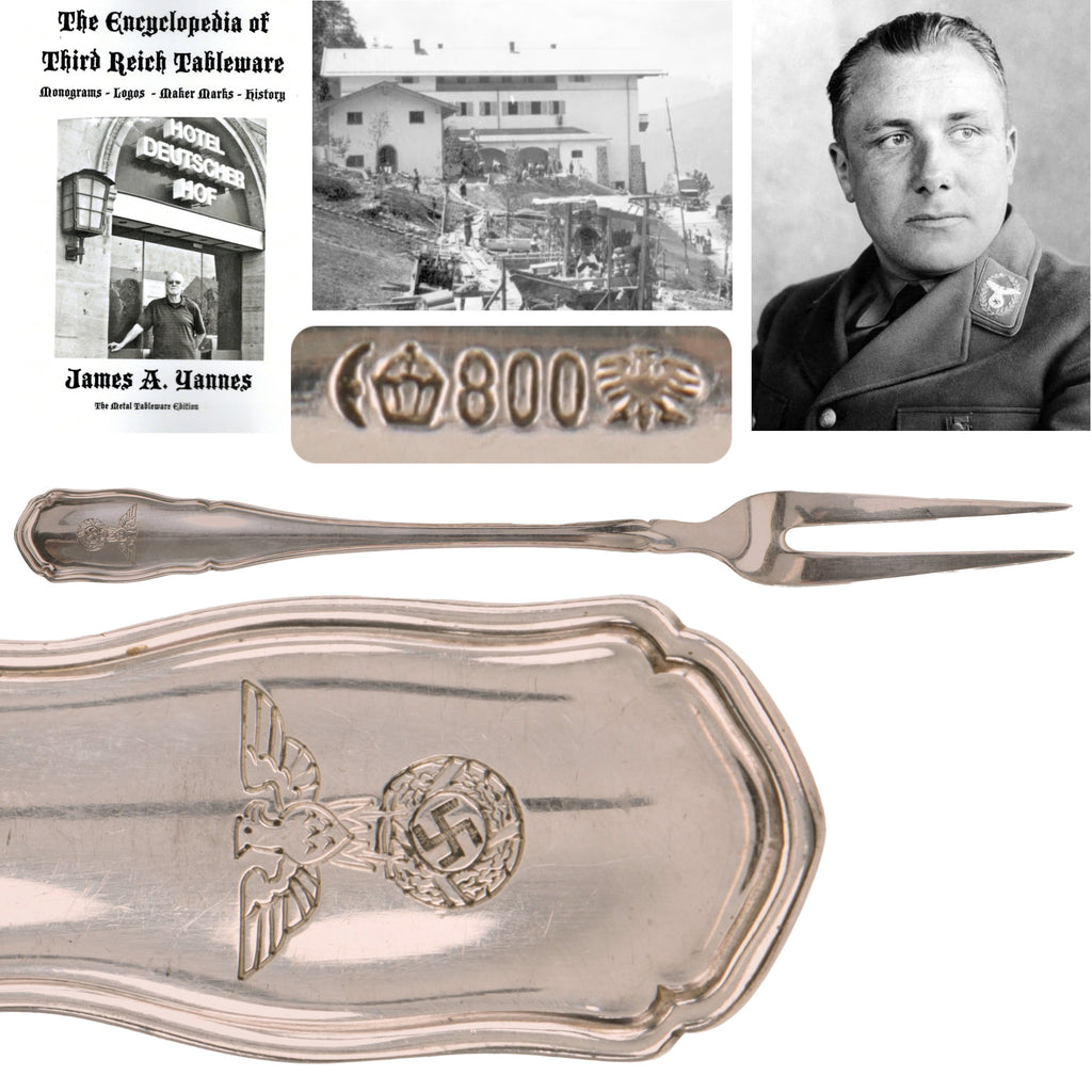 Original German WWII 800 Silver Berghof “House Service” Cold Meat Serving Fork by Bruckmann & Söhne