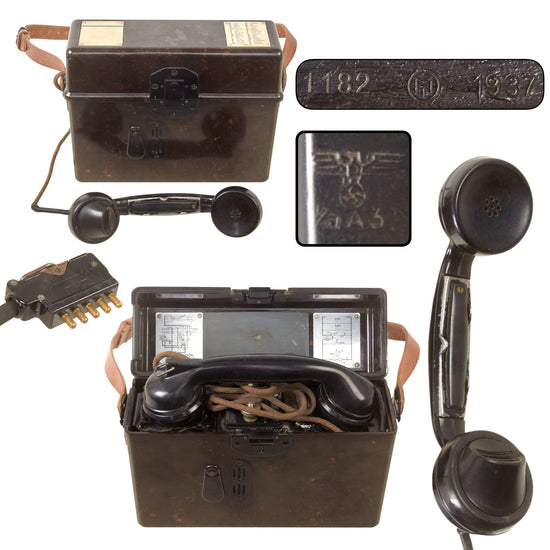 Original German Pre-WWII / WWII Wehrmacht Feldfernsprecher 33 Field Telephone by Ferdinand Schuchhardt - Dated 1937