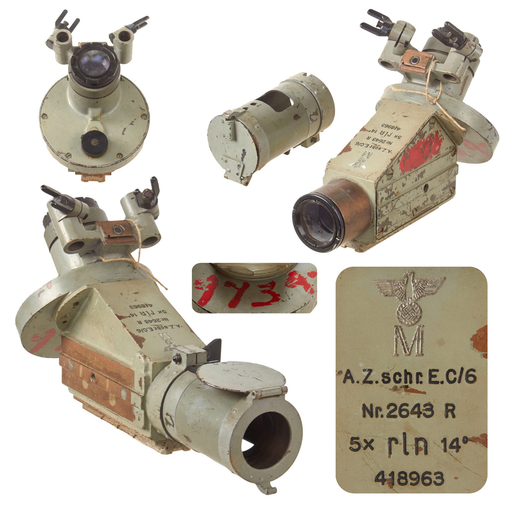 Original German WWII Kriegsmarine U-Boat 5 x 14 E.C/6 Gun Sight by Carl Zeiss of Jena
