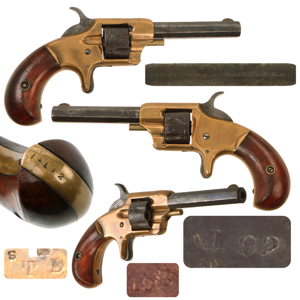 Original Antique U.S. Whitneyville Armory No.1 Rimfire .22cal Brass Frame Single Action Revolver - Serial 24192 Original Items