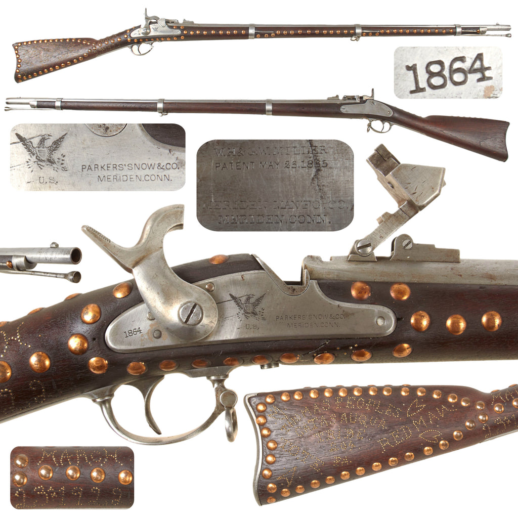 Original U.S. Civil War Springfield M-1861 Miller Conversion Rifle Dated 1864 - Decorated and Used as Redman Lodge Gun Original Items