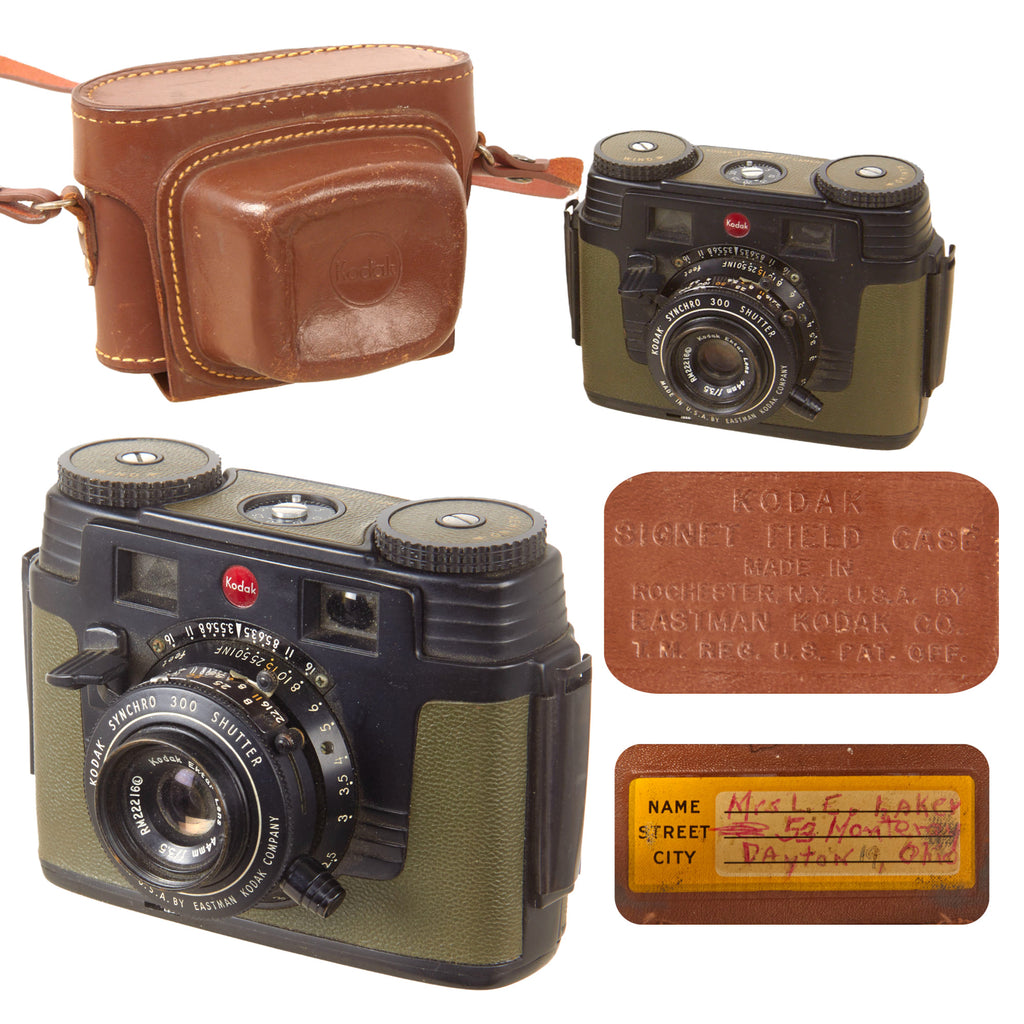 Original U.S. Korean War Era Military Issue Kodak Signet 35 Film Camera with Carry Case - Fully Functional - Missing Data Plate - Dated 1953