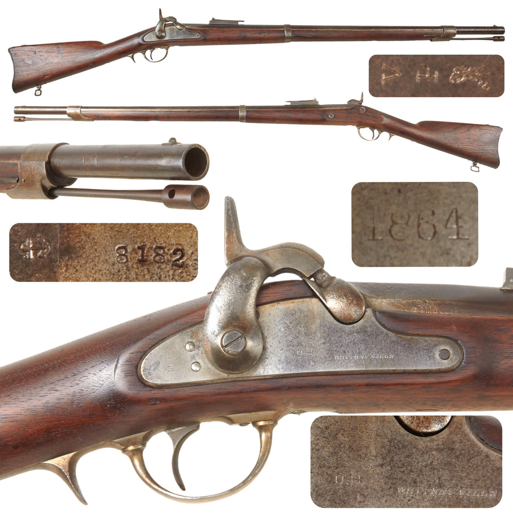 Original U.S. Civil War Whitneyville “Plymouth” Navy Percussion Rifle Serial No. 8182 with Replica Rear Sight - Dated 1864 Original Items