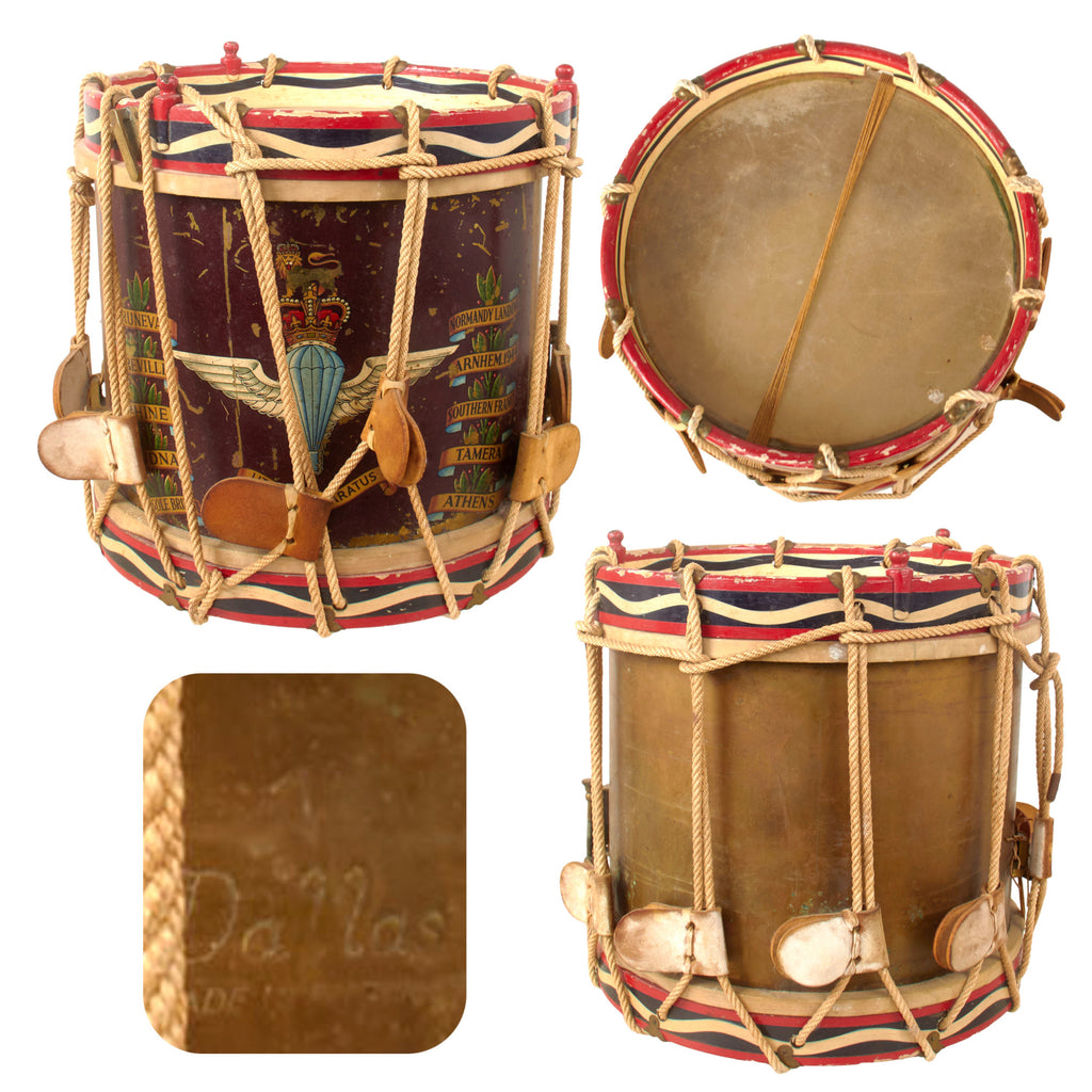 Original British Post-WWII Regimental Drum of Parachute Regiment with Battle Honors by Dallas of England - Dated 1961 Original Items