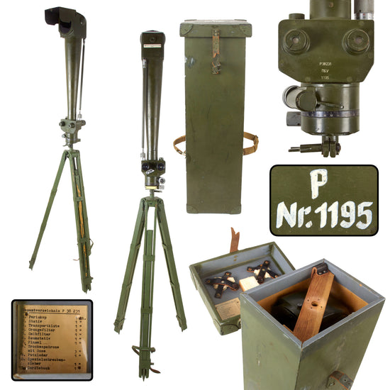 Original German Post-WWII Large Periscope with Original Matching Numbered Carrying Case & Tripod - Nr. 1195 Original Items