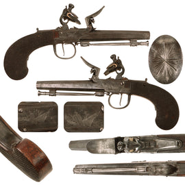 Original European Continental Flintlock Boxlock Vest Pistol with Safety and Ramrod - circa 1820