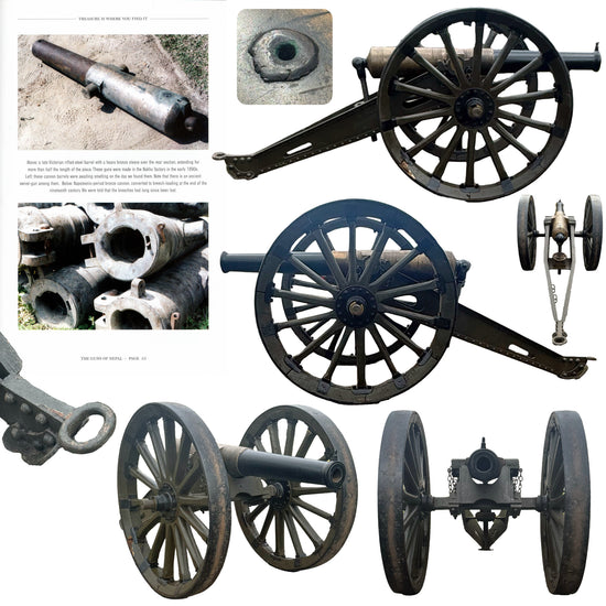 Original British Colonial Victorian Era Rifled Muzzle Loading Field Gun of Approximately 7-Pounder Caliber with Bronze and Iron Barrel on Iron Field Carriage - Recovered from the Royal Nepalese Arsenal at Kathmandu