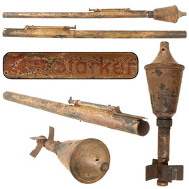 Original German WWII Panzerfaust 30 Klein Deactivated Anti-Tank Launcher and Rocket with Original Paint and Warning Labels - Inert