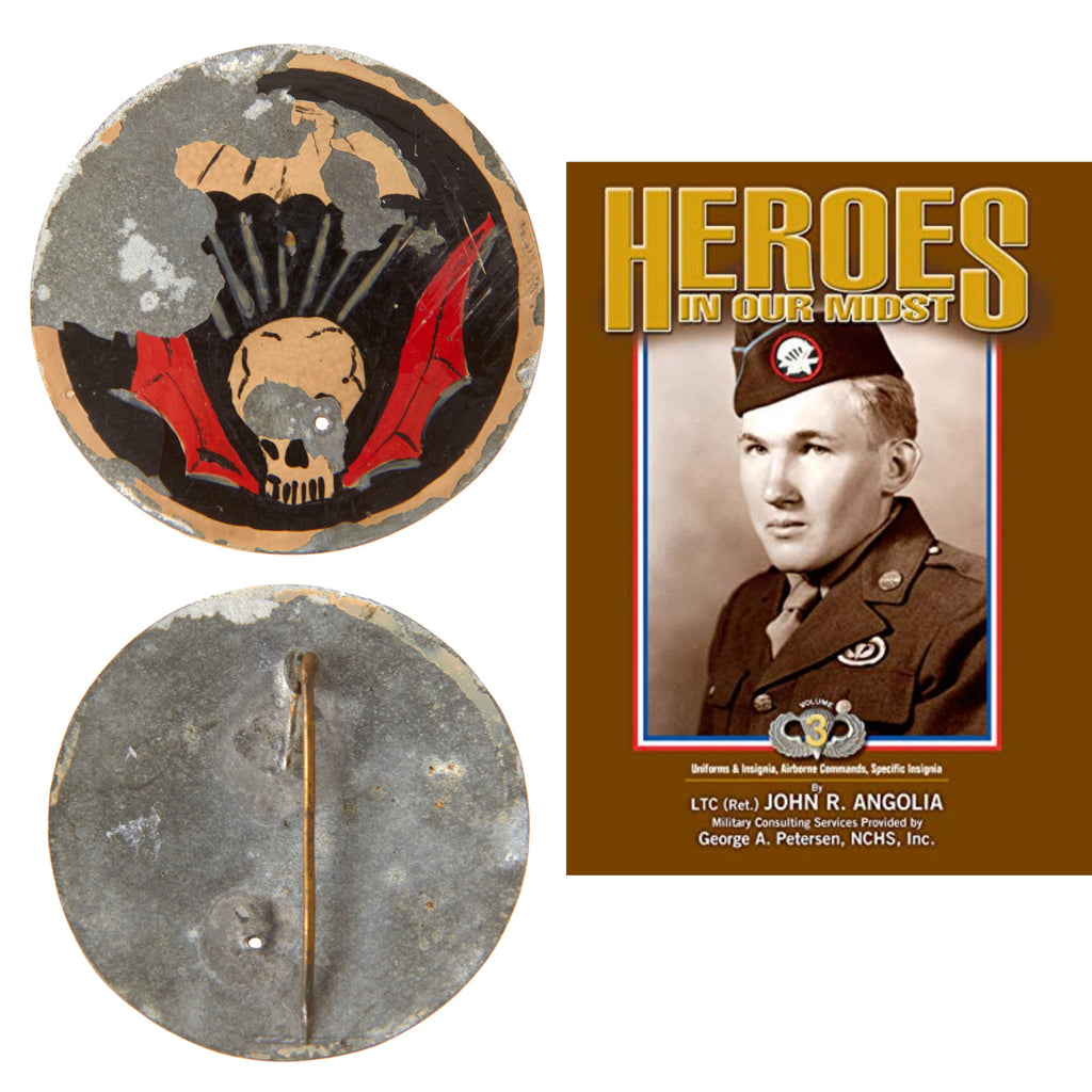 Original U.S. WWII 502nd Parachute Infantry Regiment Hand-Painted Cap Badge Featured in Heroes in Our Midst: Volume 3 - Rare
